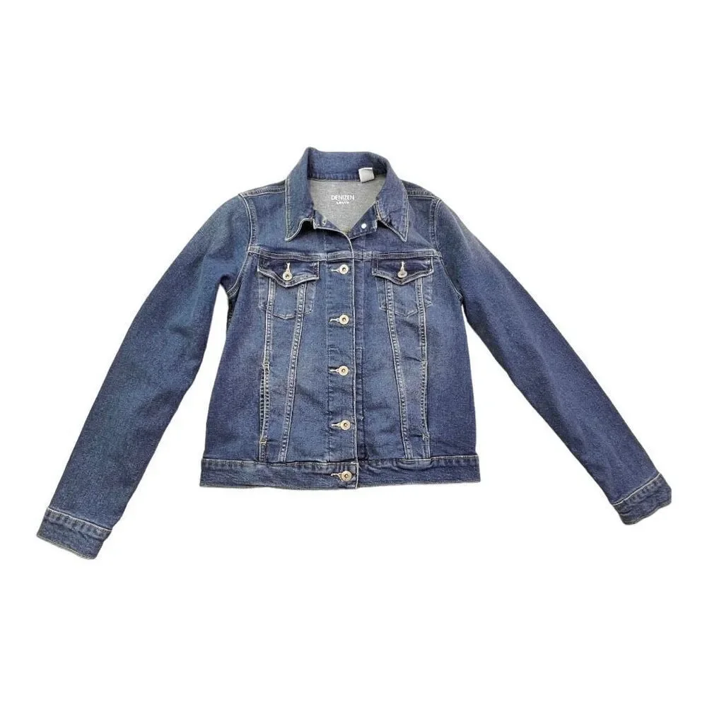 Denizen from Levi's Women's Button Up Denim Jean Trucker Jacket Blue Size Medium